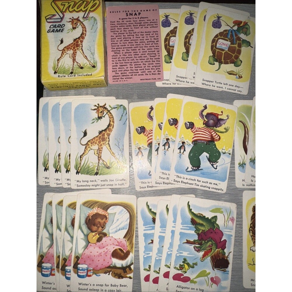 Vintage Snap Card Game 1930's Whitman Complete Giraffe